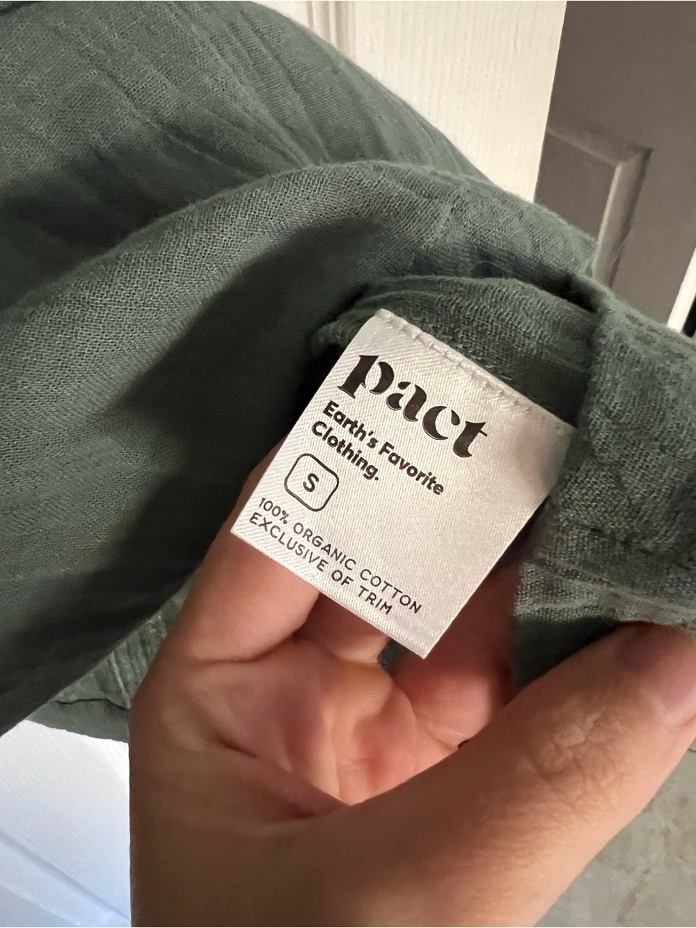 ‼️NWT: Pact Organic Sage Green Coastal Gauze Midi Dress - S - Picture 3 of 4